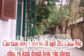 Cho thuê tầng 1 nhà số 26 ngõ 203 Chùa Bộc phục vụ kinh doanh hoặc văn phòng